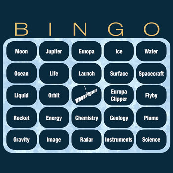 Image of Europa Clipper launch BINGO card.